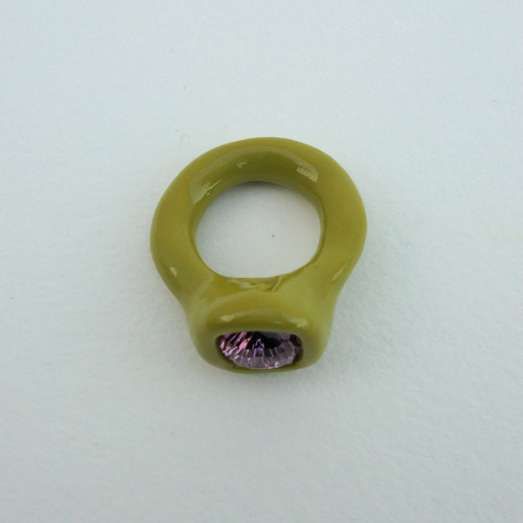 Mustard Ring with Violet Stone