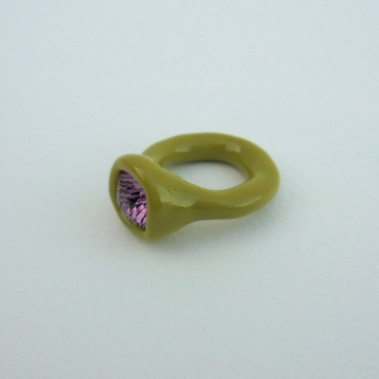 Mustard Ring with Violet Stone