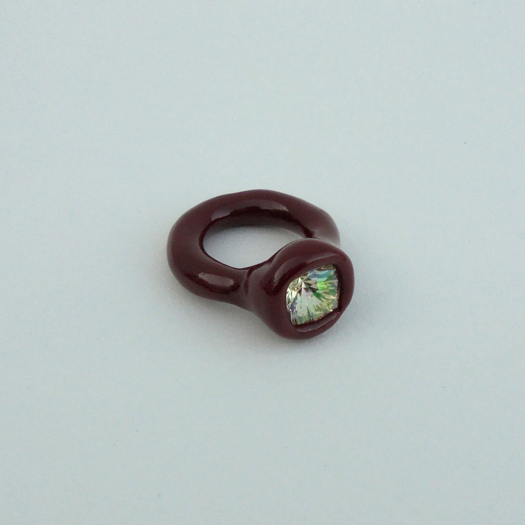 Brown Ring with Small White Stone