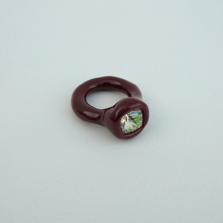 Brown Ring with Small White Stone