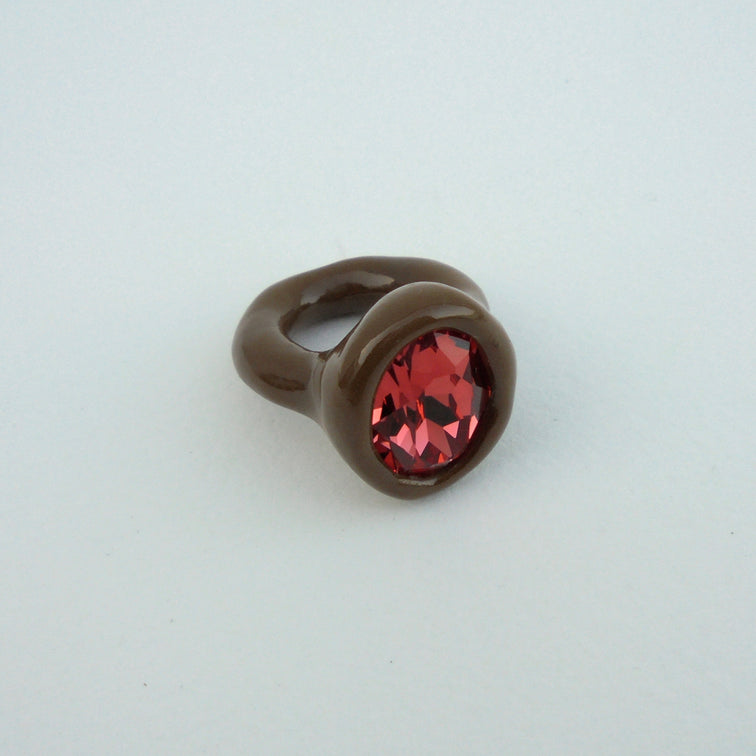 Brown Ring with Red Stone