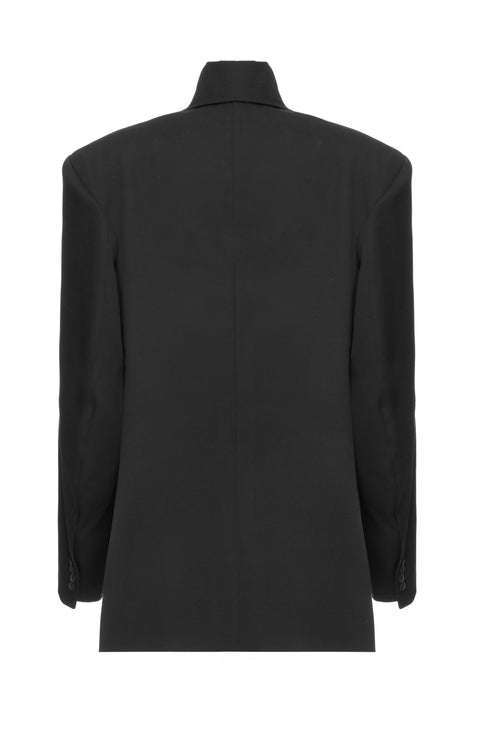 Black Blazer With Standing Collar