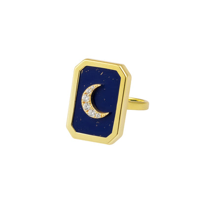 Lapis Moon Ring