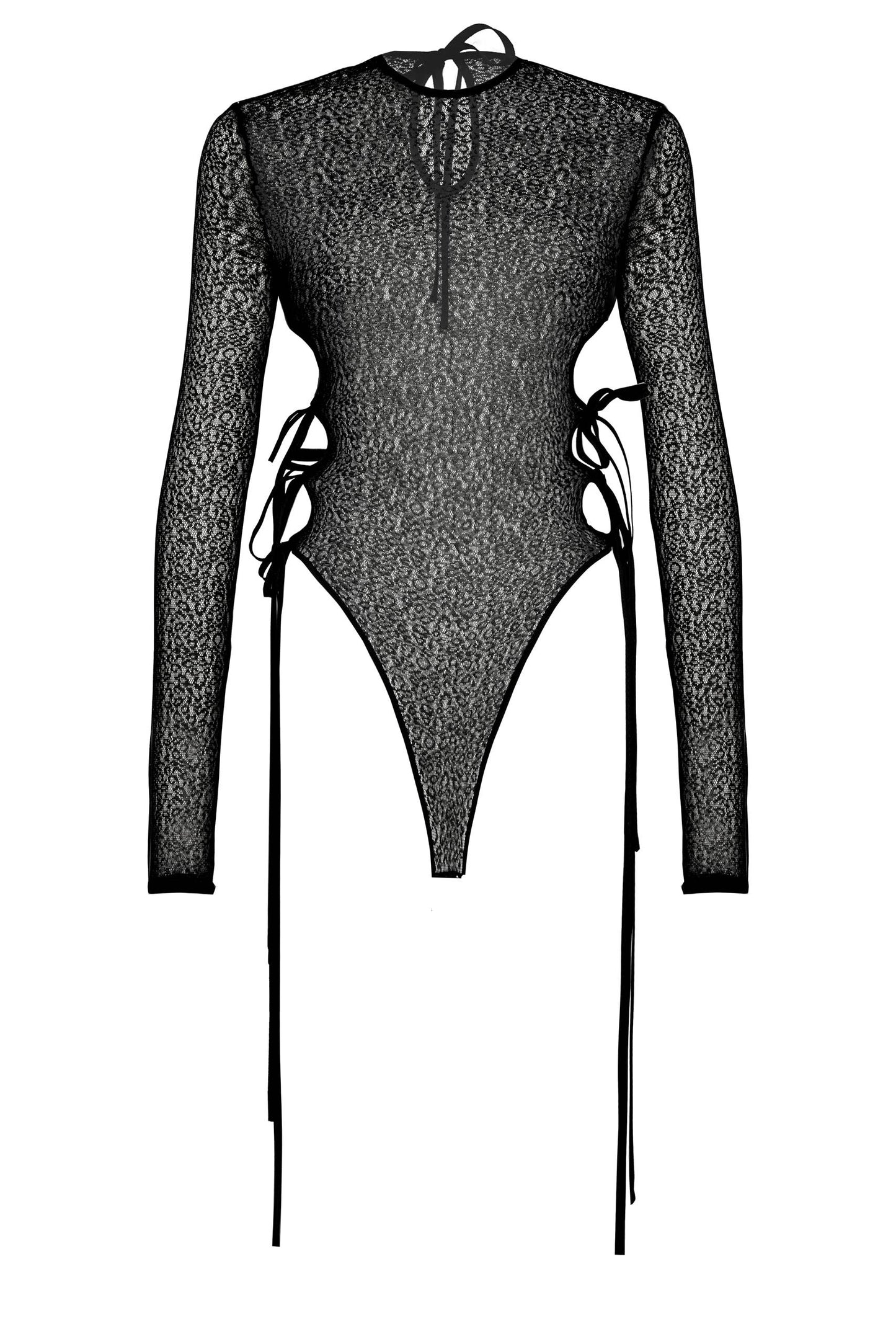 BLACK TRANSPARENT BODYSUIT