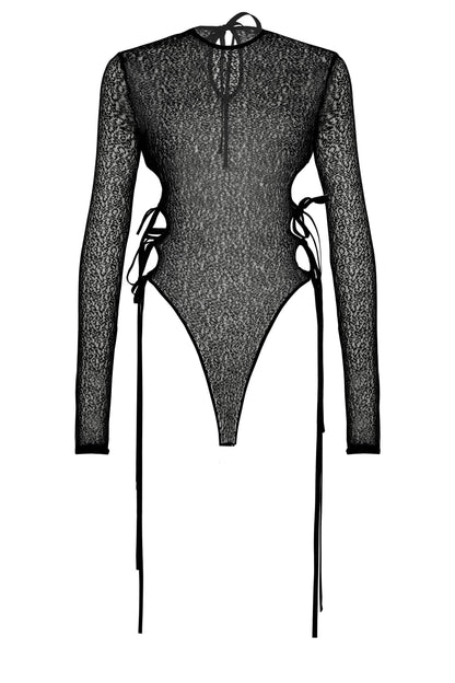 BLACK TRANSPARENT BODYSUIT