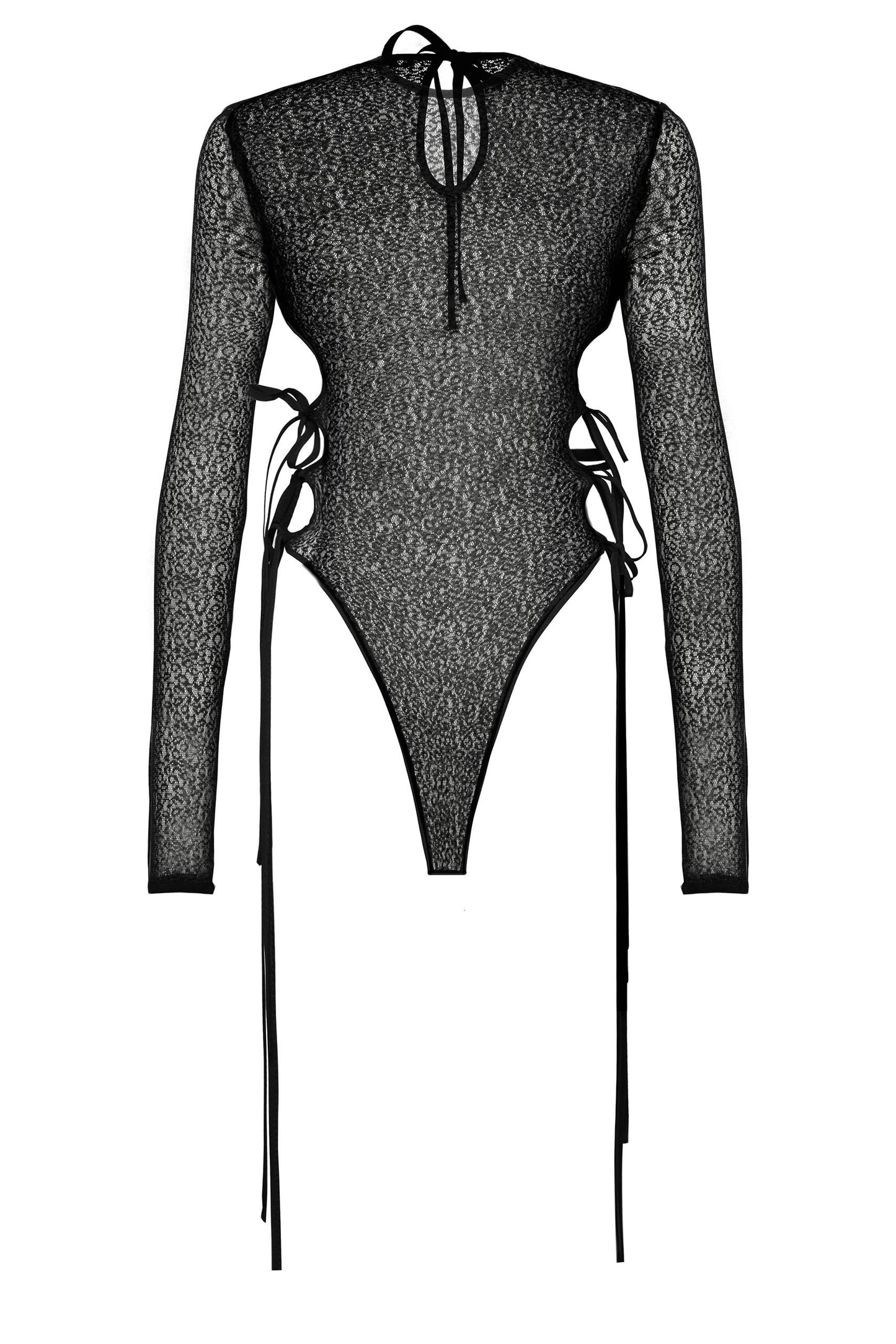 BLACK TRANSPARENT BODYSUIT
