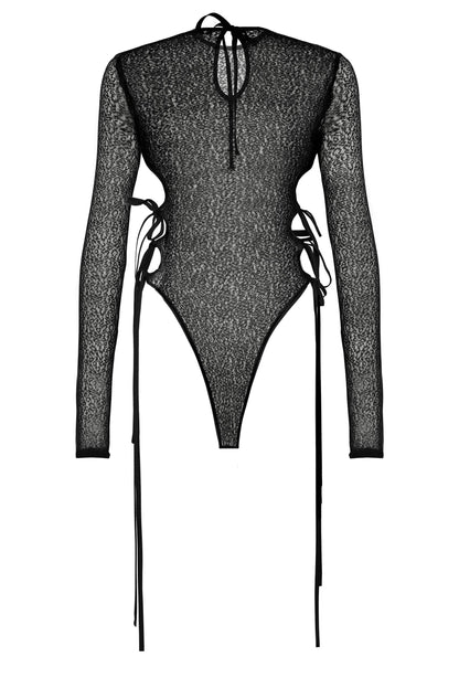 BLACK TRANSPARENT BODYSUIT