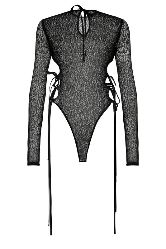 BLACK TRANSPARENT BODYSUIT