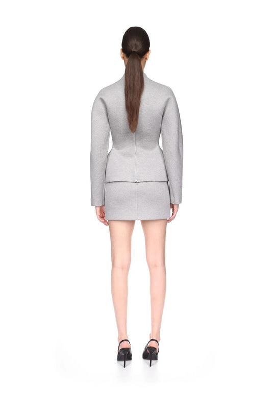 CRYSTAL BROOCH EMBROIDERY DETAIL PEPLUM TOP