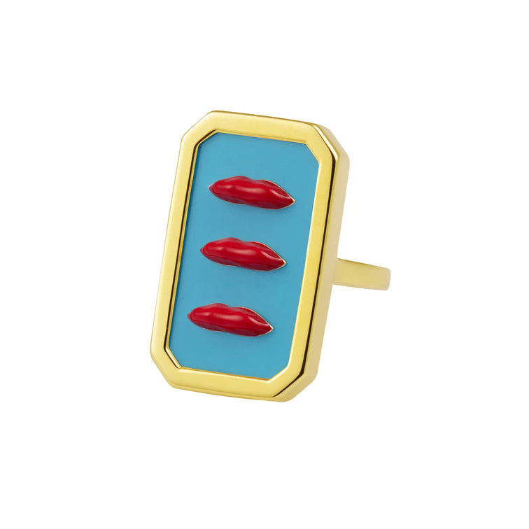 Turquoise Red Three Lip Ring