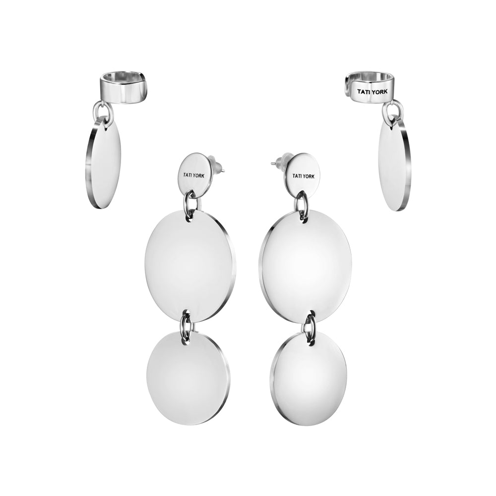 TATI YORK Sorik set of earrings with steel cuffs