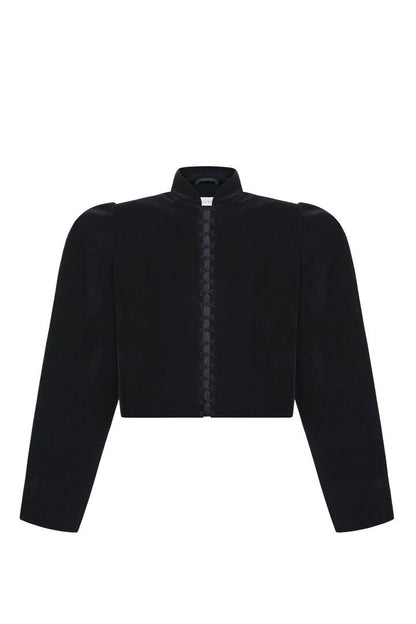 Puff-sleeved velvet jacket