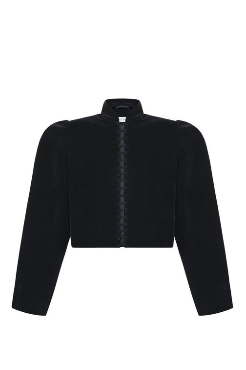 Puff-sleeved velvet jacket
