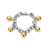 TATI YORK Five balls bicolor steel chain bracelet with ball pendants
