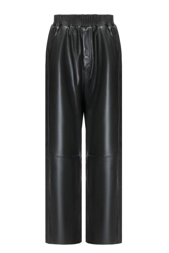 Green leather pants