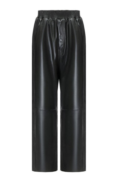 Green leather pants