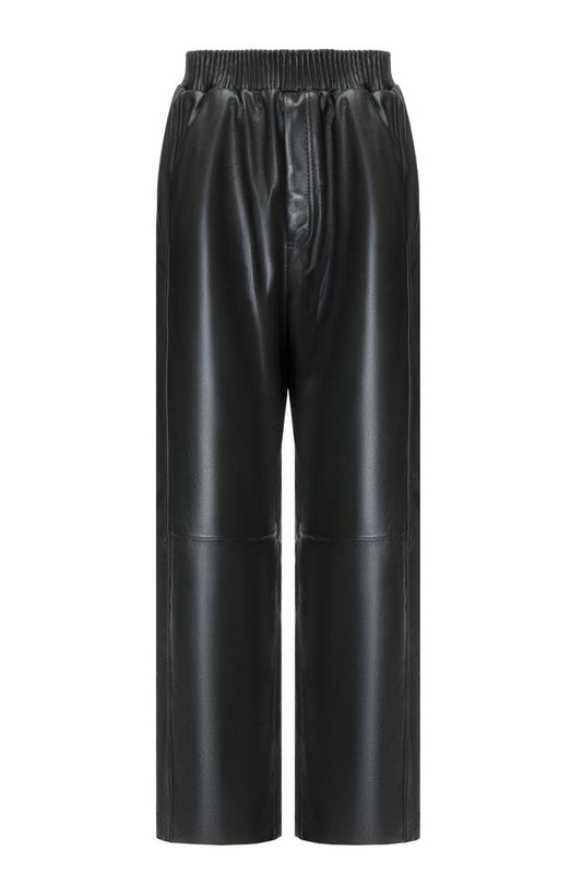 Green leather pants