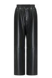 Green leather pants