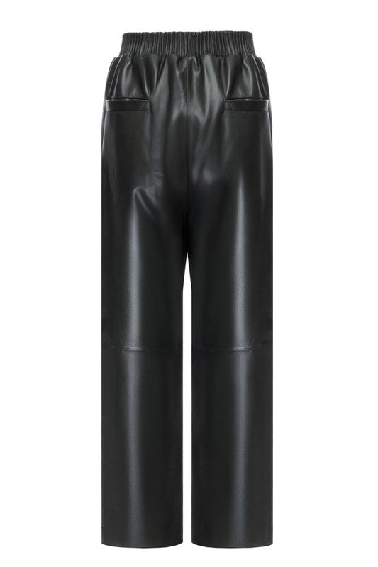 Green leather pants