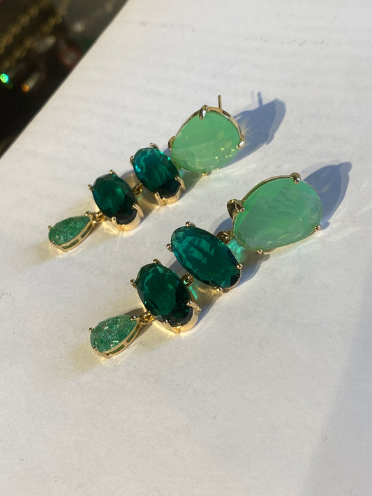earring with green crystals