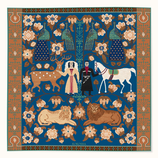 Kokosha Blue Silk Scarf Wedding