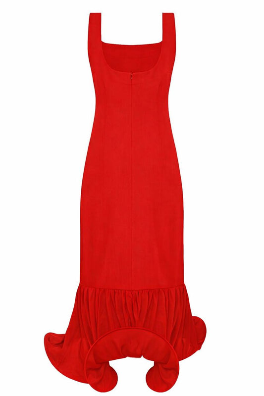 Circle-bottomed dress in red