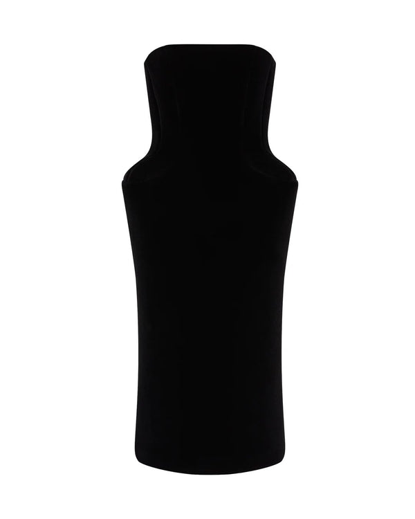 PADDED HIP VELVET MIDI Dress