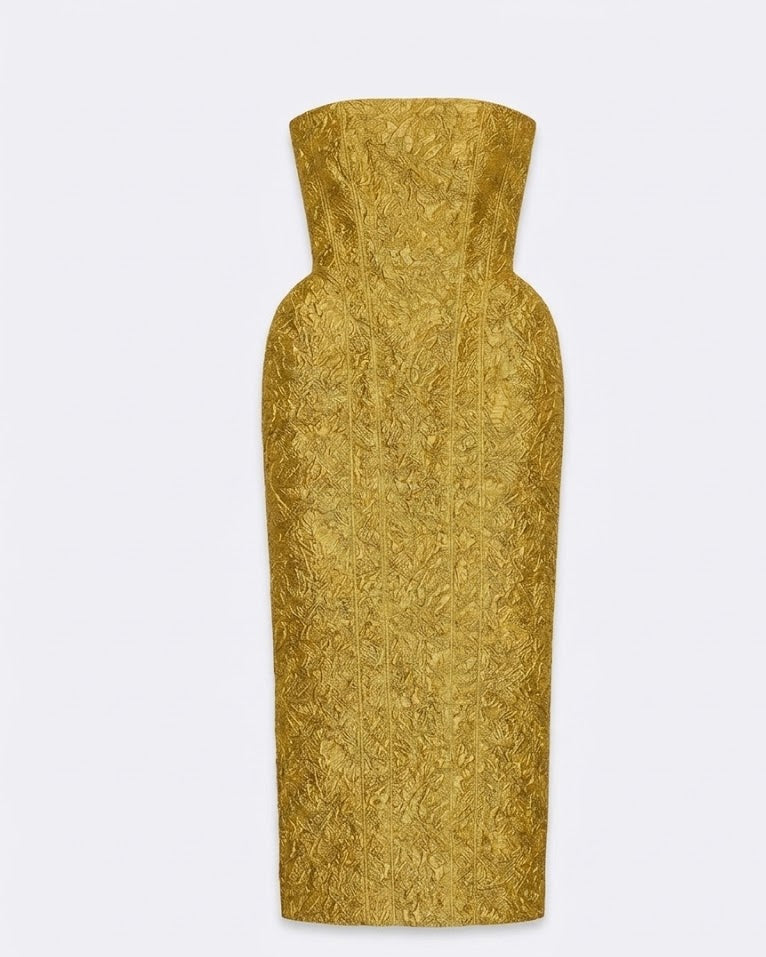 Yellow Jacquard Dress
