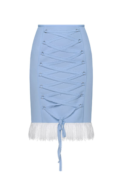 LACE-TRIMMED MIDI SKIRT