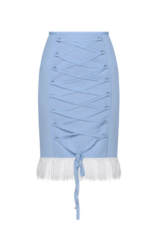 LACE-TRIMMED MIDI SKIRT