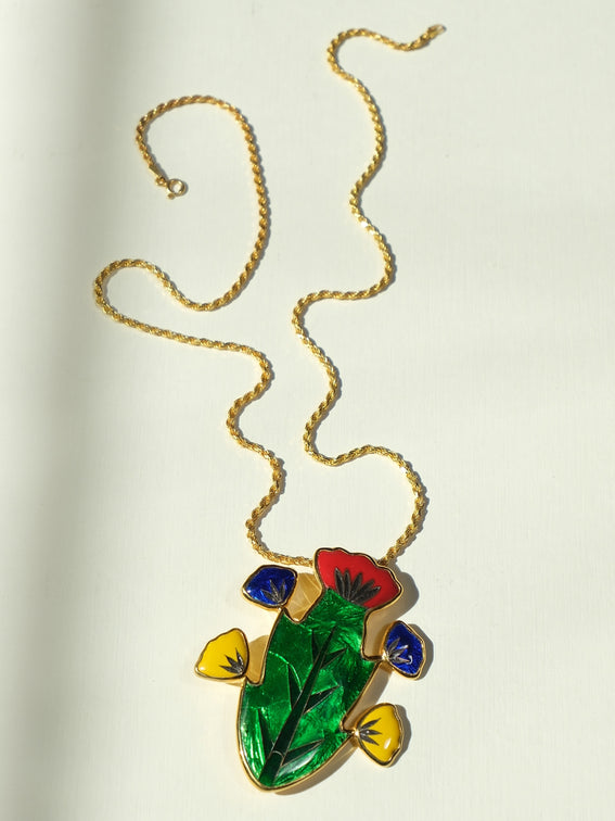 Brooch/Necklace With Colorful Tulips