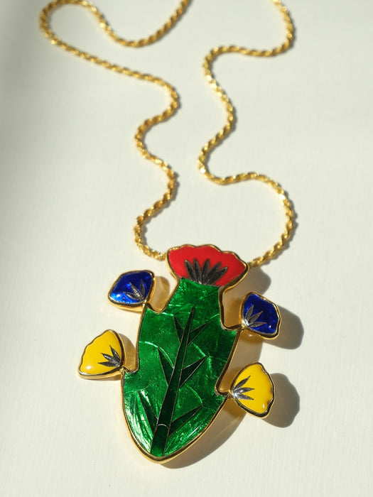 Brooch/Necklace With Colorful Tulips