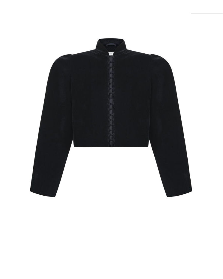 Puff-Sleeved Velvet Jacket