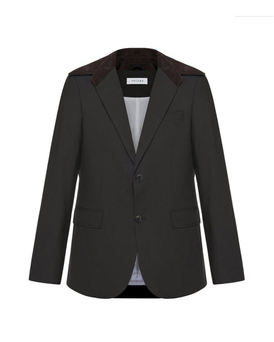 Jacket with suede collar