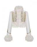 Fur-Trimmed White Jacket
