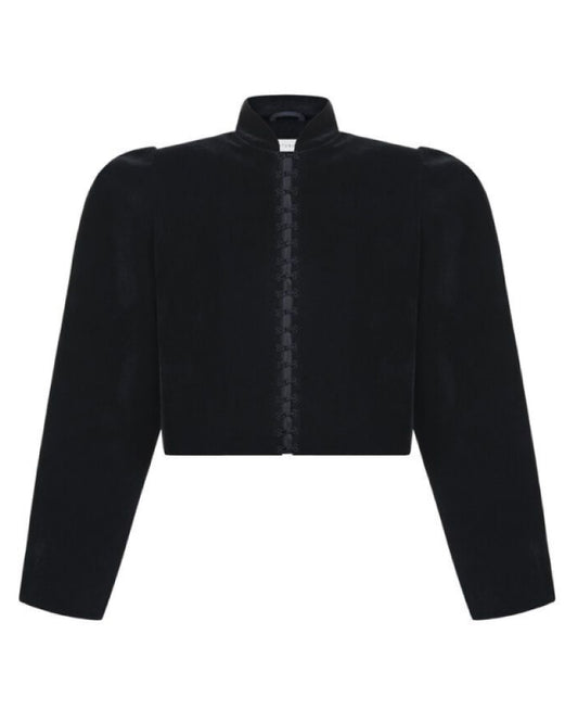 Puff-Sleeved Velvet Jacket