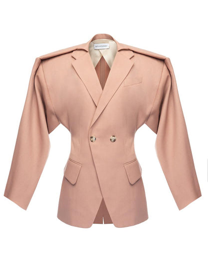 The Sculptural Hourglass Blazer in Dusty Rose