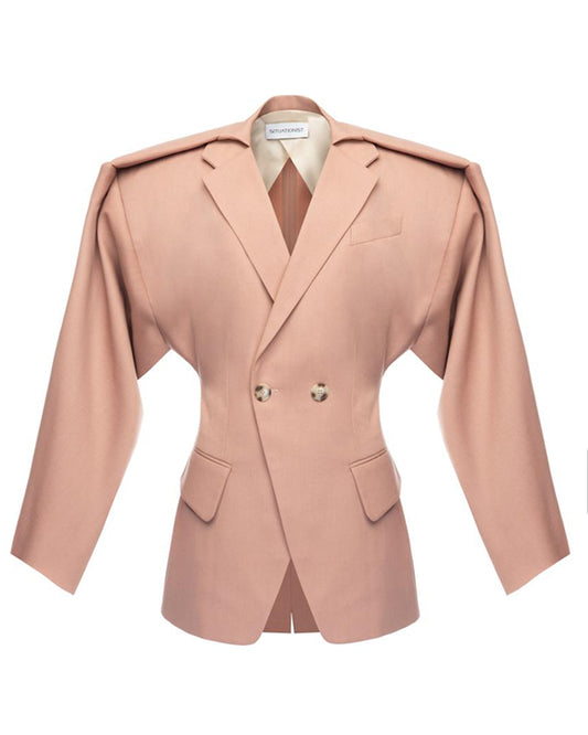 The Sculptural Hourglass Blazer in Dusty Rose