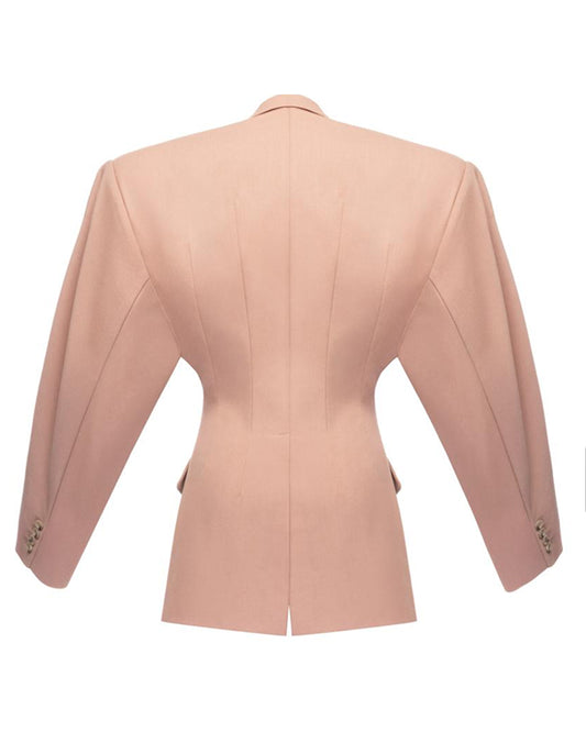 The Sculptural Hourglass Blazer in Dusty Rose