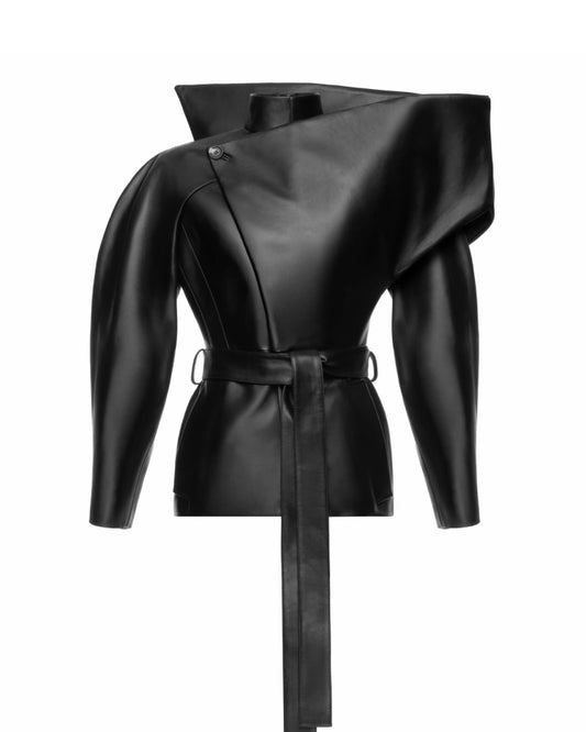 Black Asymmetrical Leather Jacket