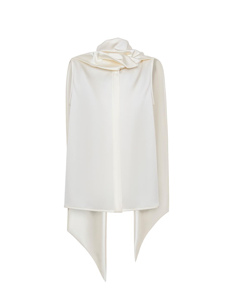 Sleeveless Blouse With A Draped Collar