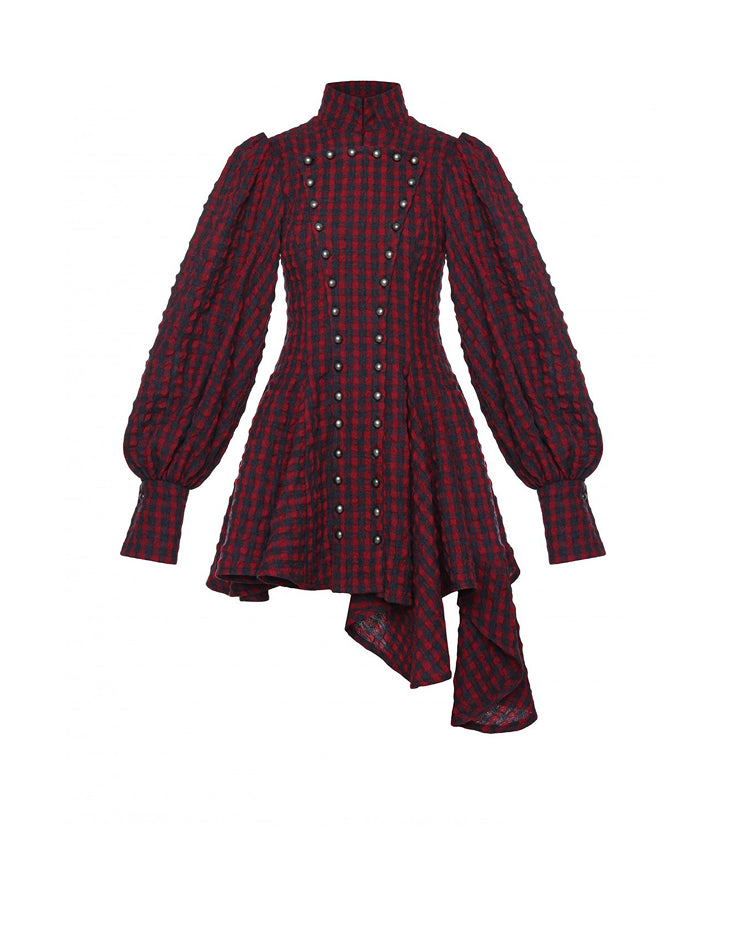 Puckered Check Dress