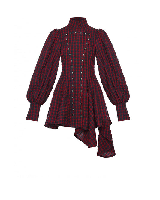 Puckered Check Dress