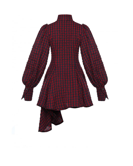Puckered Check Dress