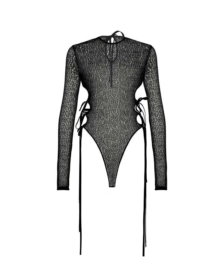 Black Ttransparent Bodysuit
