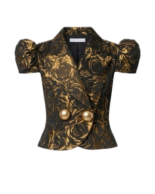 Balloon Sleeve Jacquard Jacket