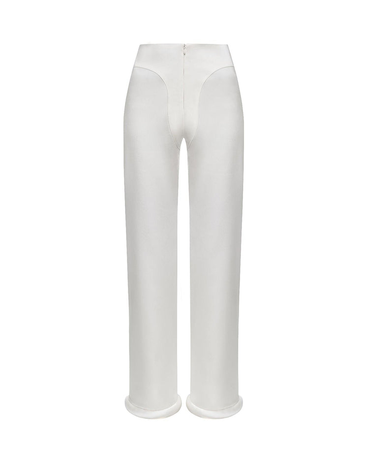 Hight-Waist Pants With Cuffed Hem