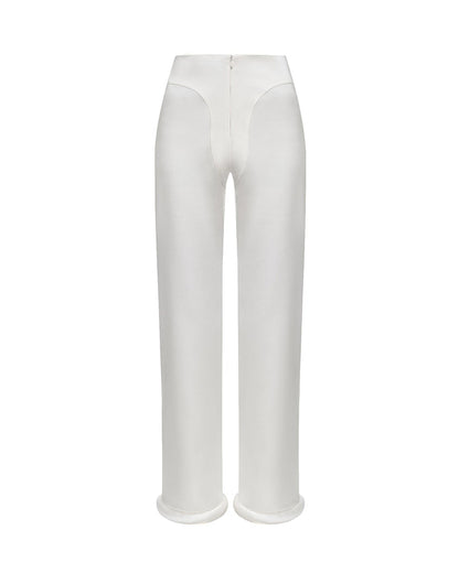 Hight-Waist Pants With Cuffed Hem