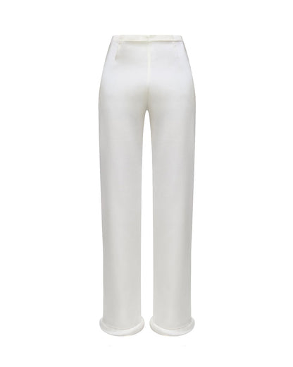 Hight-Waist Pants With Cuffed Hem