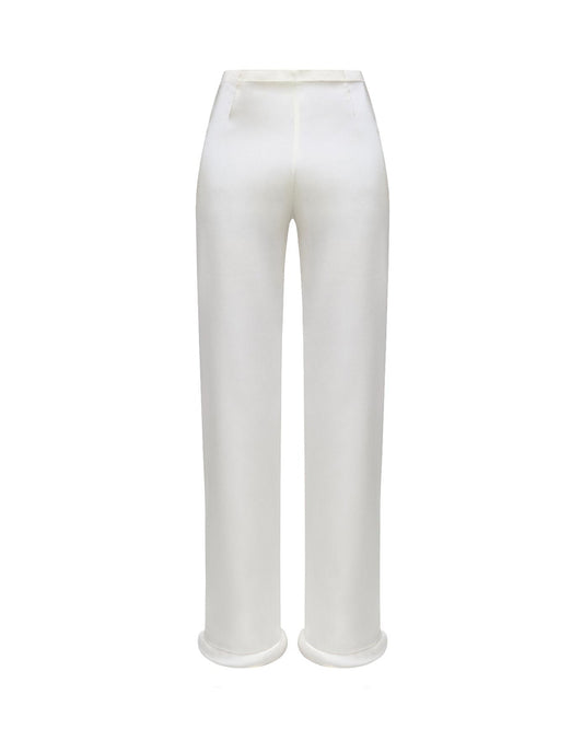 Hight-Waist Pants With Cuffed Hem